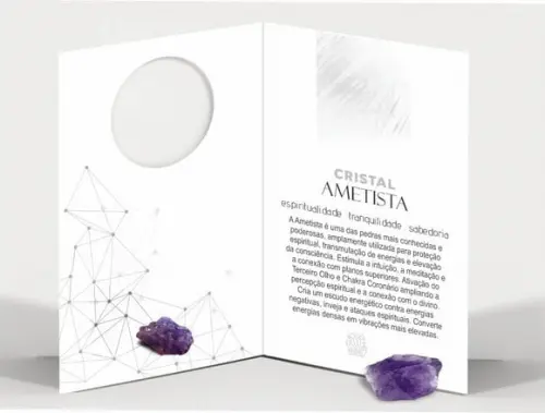 Cartão Person. Signo Peixes + Ametista. Pct c/ 12 Kits.