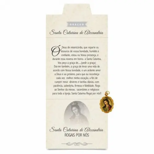 Cartão Personaliz. + Medalhinha Santa Catarina de Alexandria