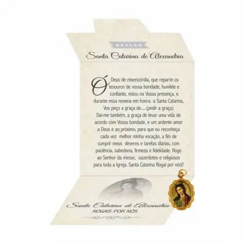 Cartão Personaliz. + Medalhinha Santa Catarina de Alexandria