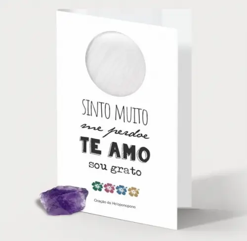 Cartão Personalizado + Cristal Ametista. Pct c/ 12 Kits.