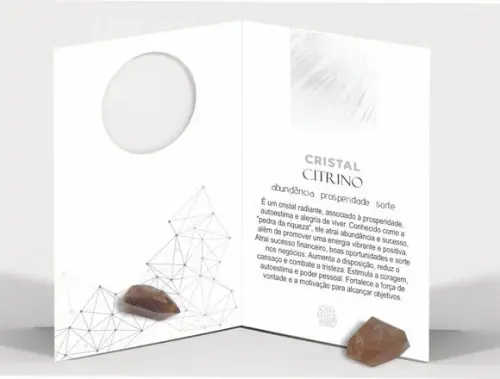 Cartão Personalizado + Cristal Citrino. Pct c/ 12 Kits.