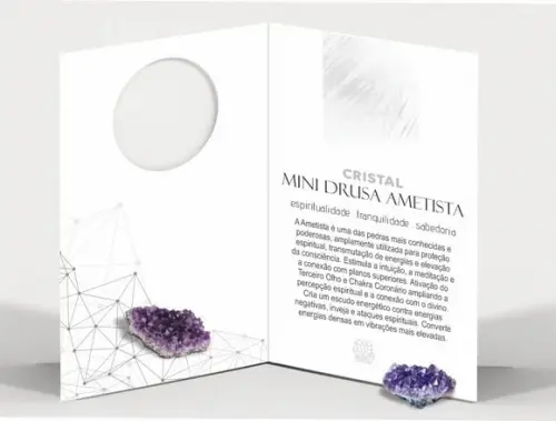 Cartão Personalizado + Cristal Mini Drusa Ametista. Kit C/12