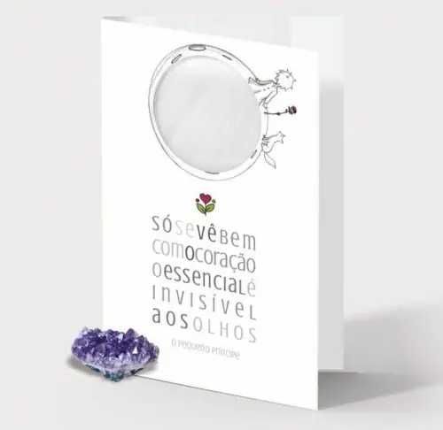 Cartão Personalizado + Cristal Mini Drusa Ametista. Kit C/12