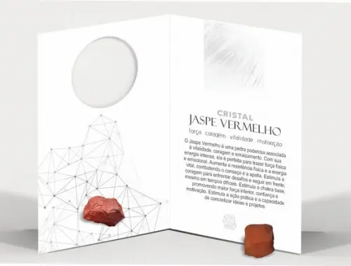 Cartão Personalizado + Cristal Jaspe Vermelho. Pct C/12 Kits