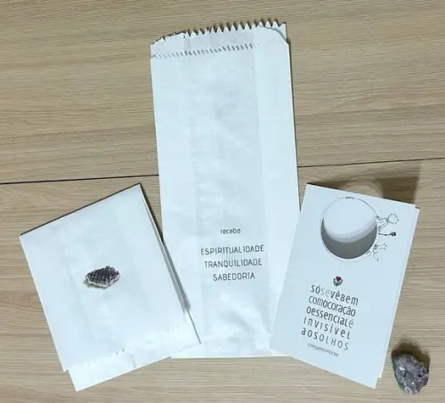 Cartão Personalizado + Cristal Mini Drusa Ametista. Kit C/12