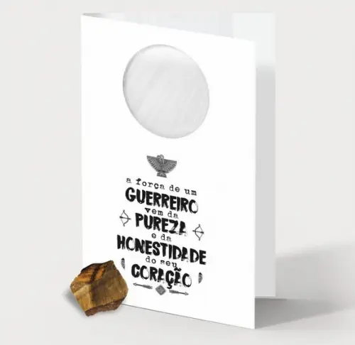 Cartão Personalizado + Cristal Olho de Tigre. Pct c/ 12 Kits