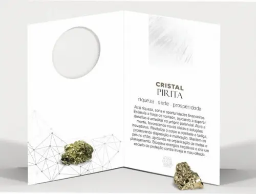 Cartão Personalizado + Cristal Pirita. Pct c/ 12 Kits.