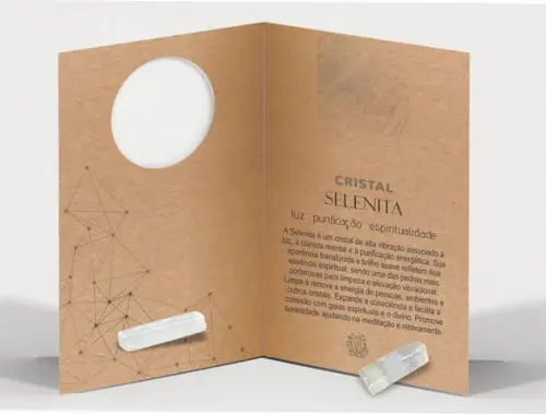 Cartão Personalizado + Cristal Selenita. Pct c/ 12 Kits.