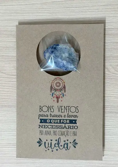 Cartão Personalizado + Cristal Sodalita. Pct c/ 12 Kits.