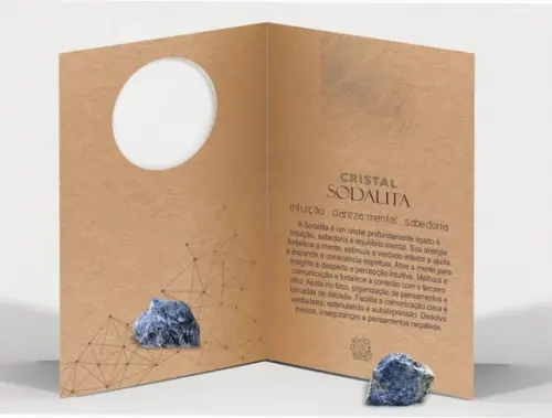Cartão Personalizado + Cristal Sodalita. Pct c/ 12 Kits.