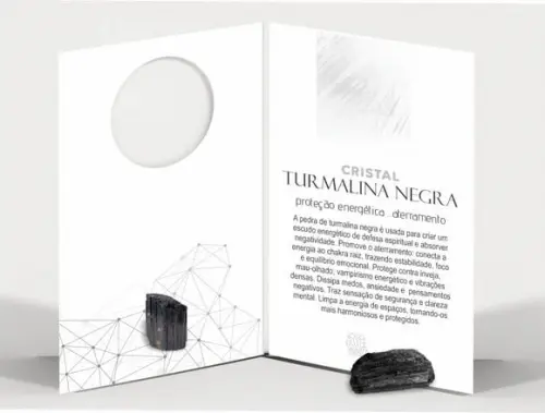 Cartão Personalizado + Cristal Turmalina Negra. Pct C/12kits