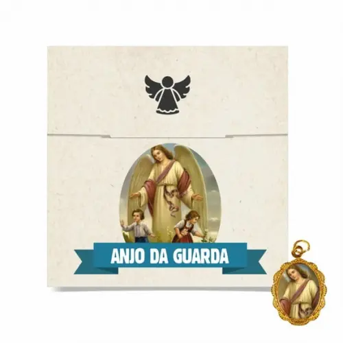 Cartão Personalizado + Medalhinha Anjo da Guarda