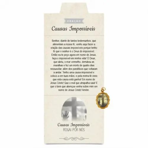 Cartão Personalizado + Medalhinha Causas Impossíveis