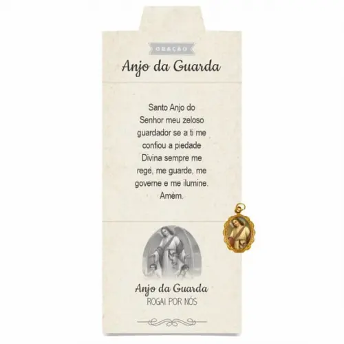 Cartão Personalizado + Medalhinha Anjo da Guarda