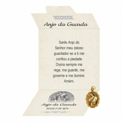 Cartão Personalizado + Medalhinha Anjo da Guarda