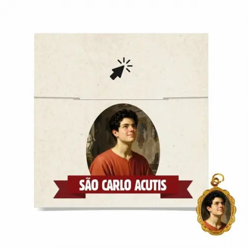 Cartão Personalizado + Medalhinha de Carlo Acutis