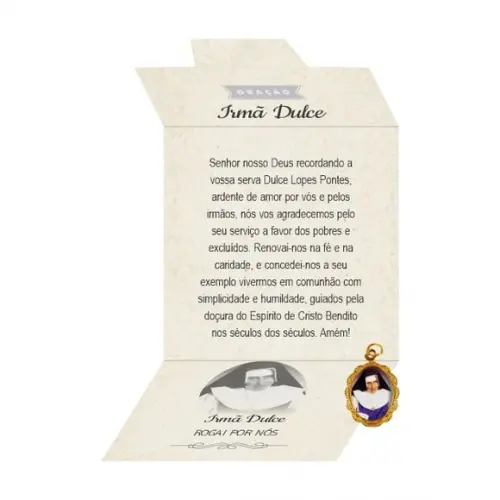 Cartão Personalizado + Medalhinha de Irmã Dulce