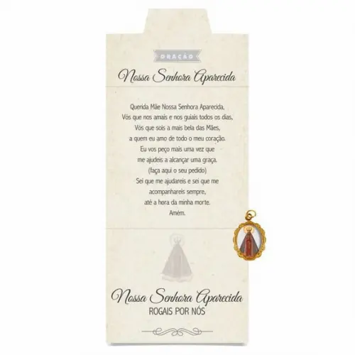 Cartão personalizado + medalhinha de N. Sra. Aparecida