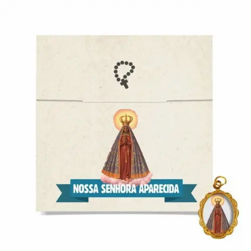 Cartão personalizado + medalhinha de N. Sra. Aparecida