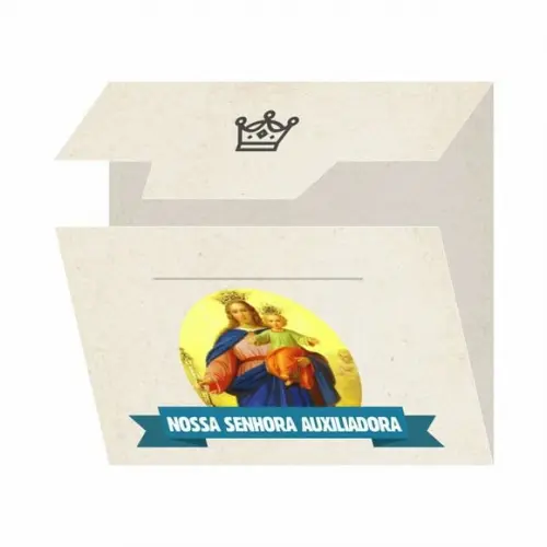Cartão personalizado + medalhinha de N. Sra. Auxiliadora