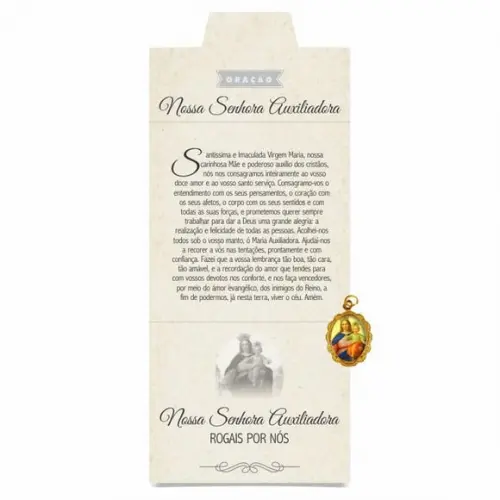Cartão personalizado + medalhinha de N. Sra. Auxiliadora