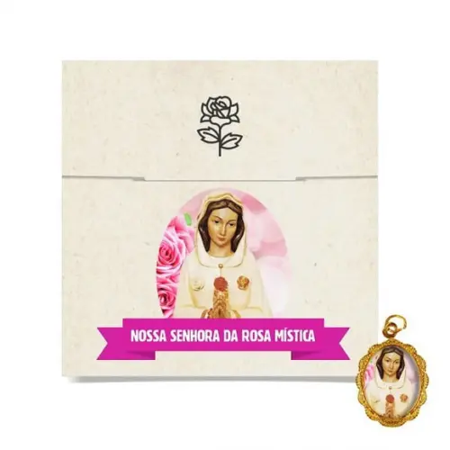Cartão Personalizado + Medalhinha de N. Sra. da Rosa Mística