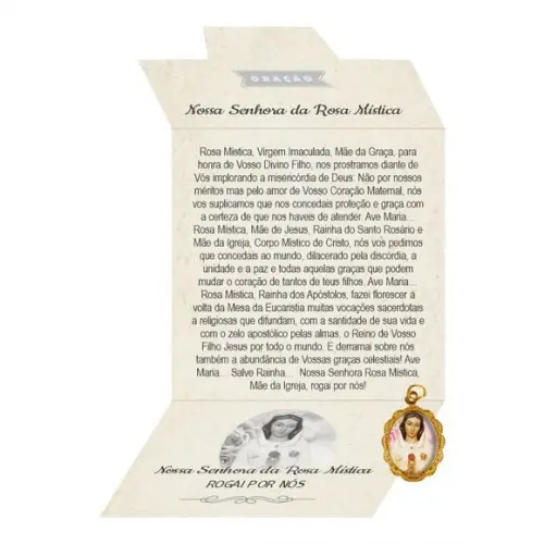 Cartão Personalizado + Medalhinha de N. Sra. da Rosa Mística