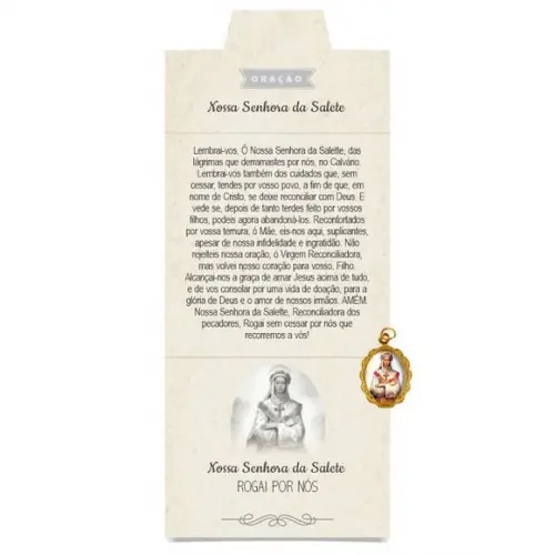 Cartão Personalizado + Medalhinha de N. Sra. da Salete