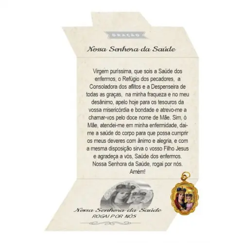 Cartão Personalizado + Medalhinha de N. Sra. da Saúde