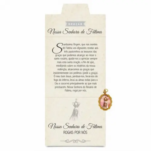 Cartão personalizado + medalhinha de N. Sra. de Fátima