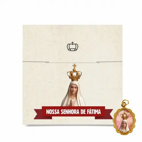 Cartão personalizado + medalhinha de N. Sra. de Fátima