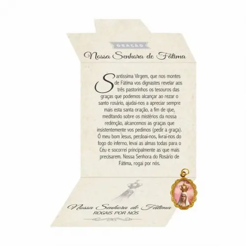 Cartão personalizado + medalhinha de N. Sra. de Fátima