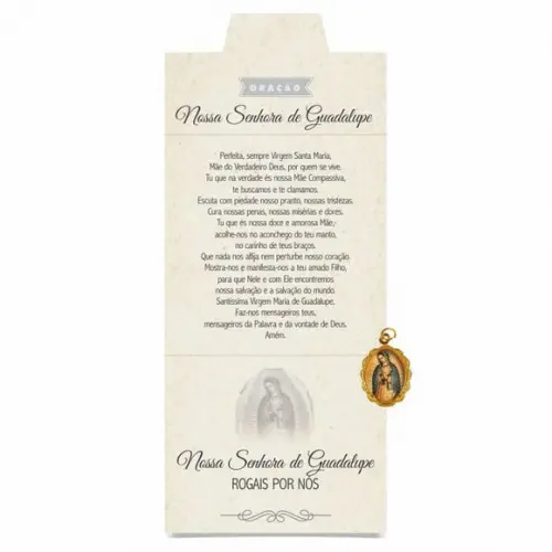 Cartão personalizado + medalhinha de N. Sra. de Guadalupe