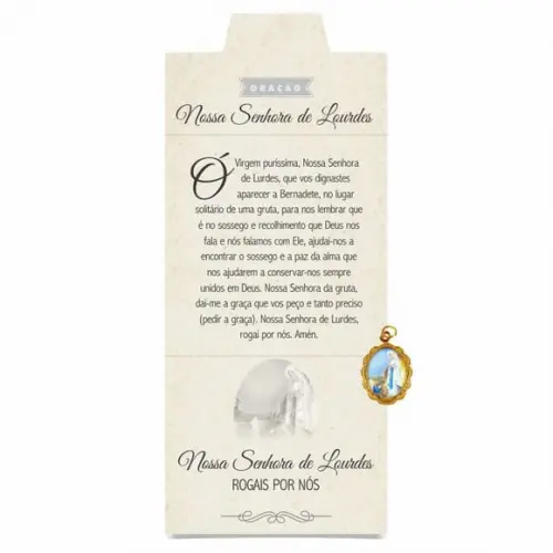 Cartão personalizado + medalhinha de N. Sra. de Lourdes