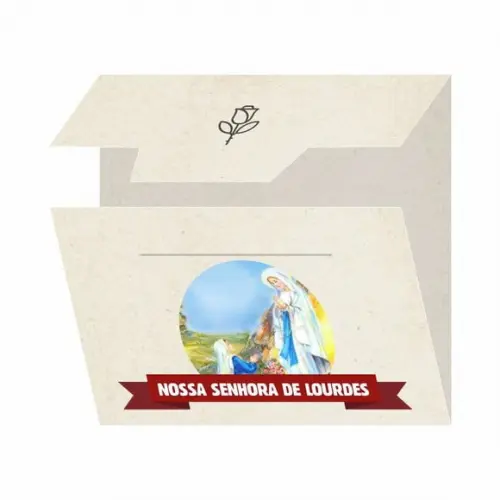 Cartão personalizado + medalhinha de N. Sra. de Lourdes