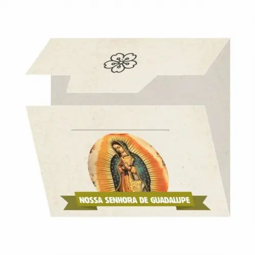 Cartão personalizado + medalhinha de N. Sra. de Guadalupe
