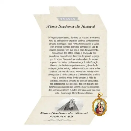Cartão Personalizado + Medalhinha De N. Sra. De Nazaré