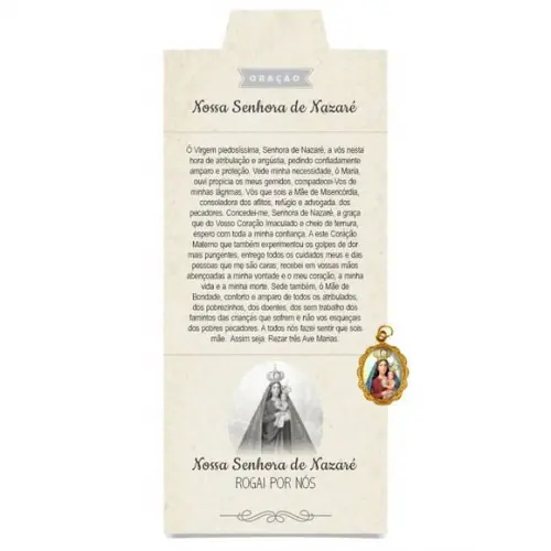 Cartão Personalizado + Medalhinha De N. Sra. De Nazaré