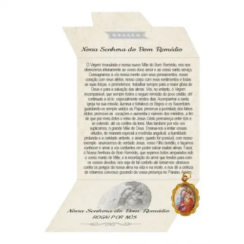 Cartão Personalizado + Medalhinha De N. Sra. Do Bom Remédio