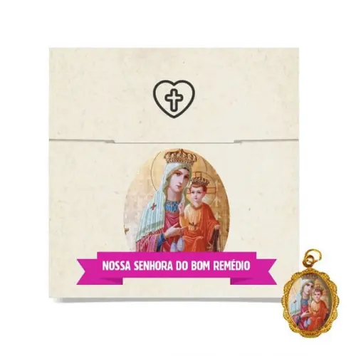 Cartão Personalizado + Medalhinha De N. Sra. Do Bom Remédio