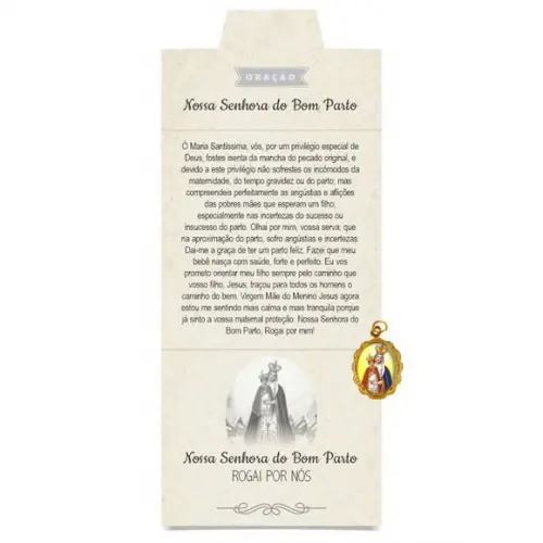 Cartão Personalizado + Medalhinha De N. Sra. Do Bom Parto