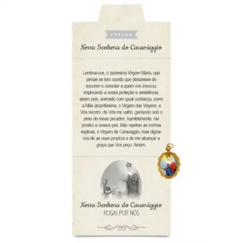 Cartão Personalizado + Medalhinha de N. Sra. do Caravággio