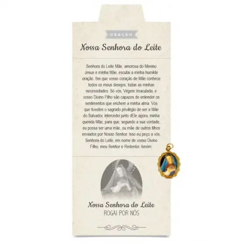 Cartão Personalizado + Medalhinha de N. Sra. do Leite