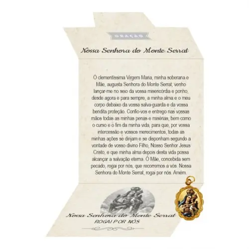 Cartão Personalizado + Medalhinha de N. Sra. do Monte Serra