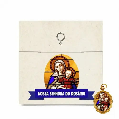 Cartão personalizado + medalhinha de N. Sra. do Rosário