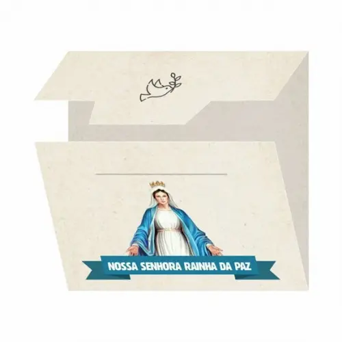 Cartão personalizado + medalhinha de N. Sra. Rainha da Paz