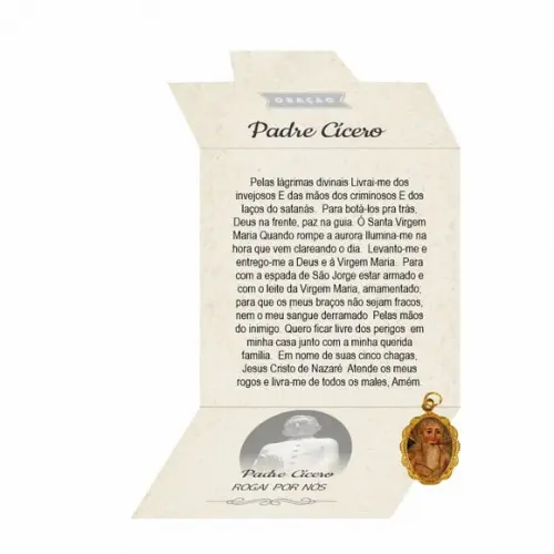 Cartão Personalizado + Medalhinha de Padre Cícero