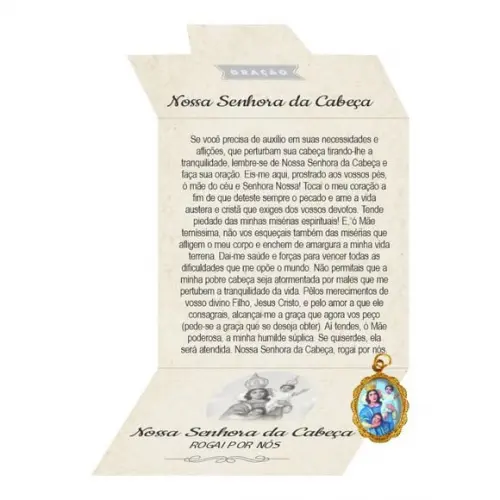 Cartão Personalizado + Medalhinha De Nossa Senhora Da Cabeça