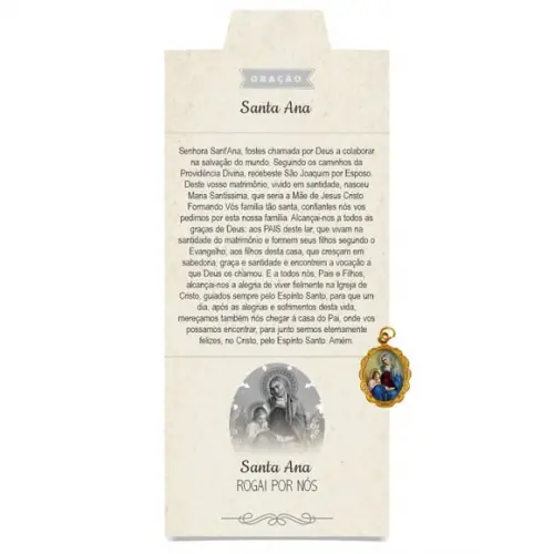 Cartão Personalizado + Medalhinha de Santa Ana