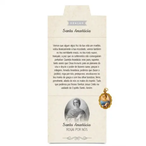Cartão Personalizado + Medalhinha de Santa Anastácia